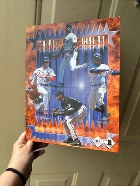 Triple Threat Baseball MLB portfolio pocket folder- Orange & Blue